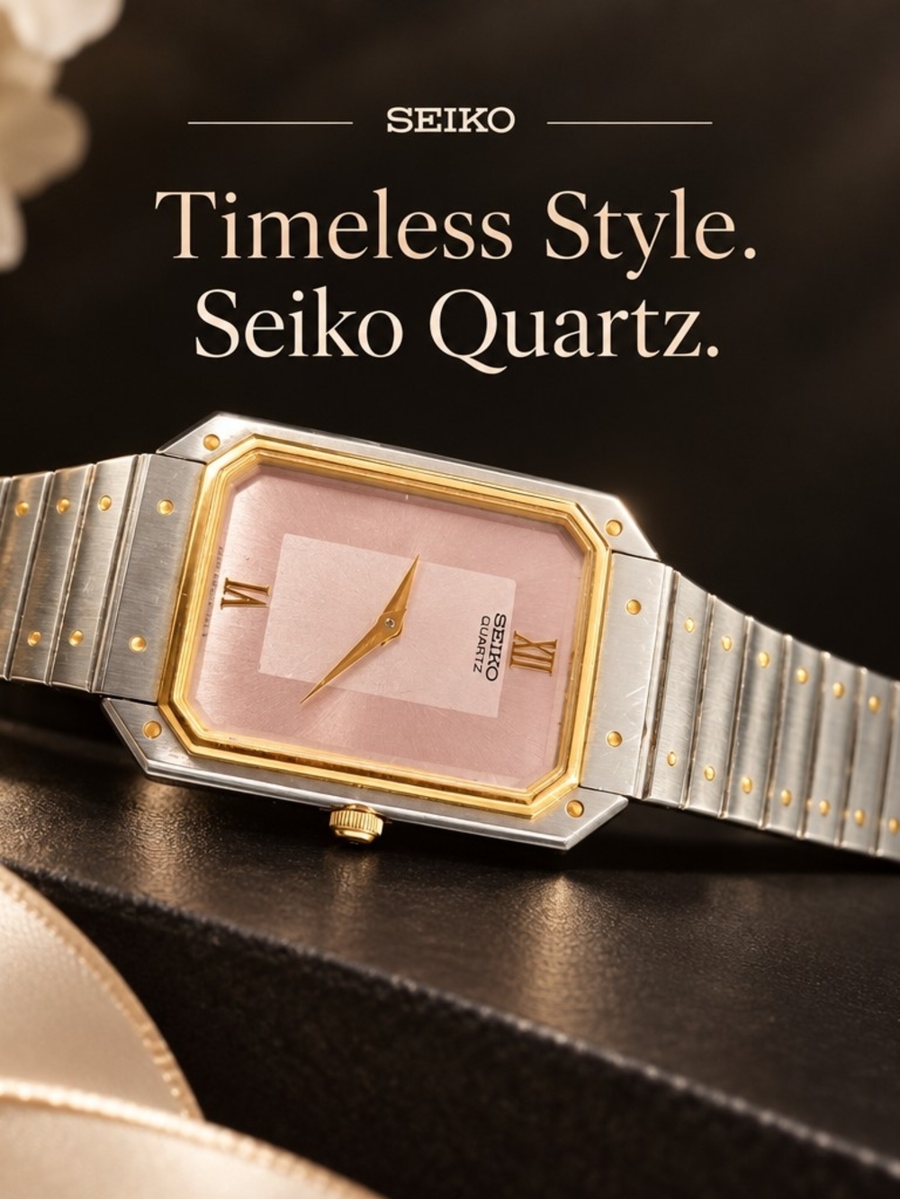 Seiko Two-Tone Gold & Silver Watch with Pink Dial